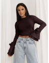 Wiskozowa bluzka z szerokimi rękawami REINE - czekoladowa