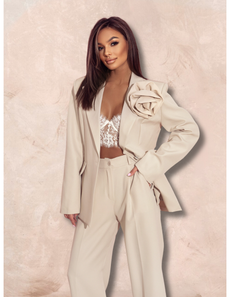 Garnitur z szerokimi spodniami ENOJA - beżowy