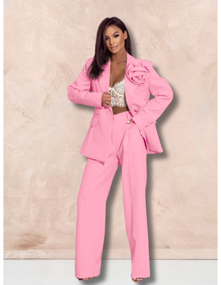 Garnitur z szerokimi spodniami ENOJA - pudrowy róż