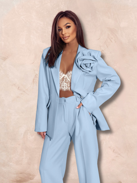 Garnitur z szerokimi spodniami ENOJA - błękitny 2