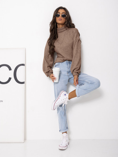 Dzianinowy sweter z golfem ZENARA - mocha mousse 2