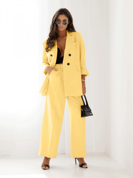 Stylowy garnitur marynarka i spodnie ULLA - cytrynowy