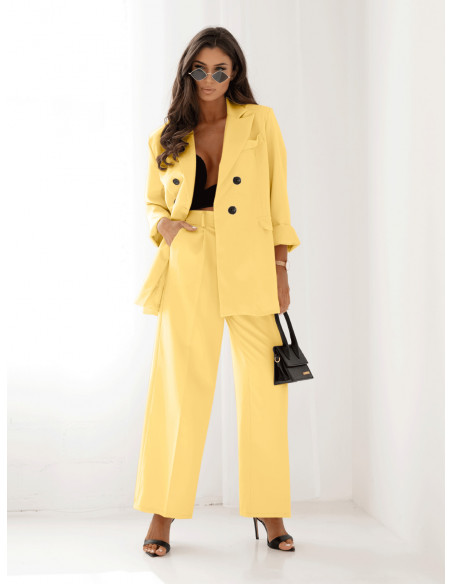 Stylowy garnitur marynarka i spodnie ULLA - cytrynowy