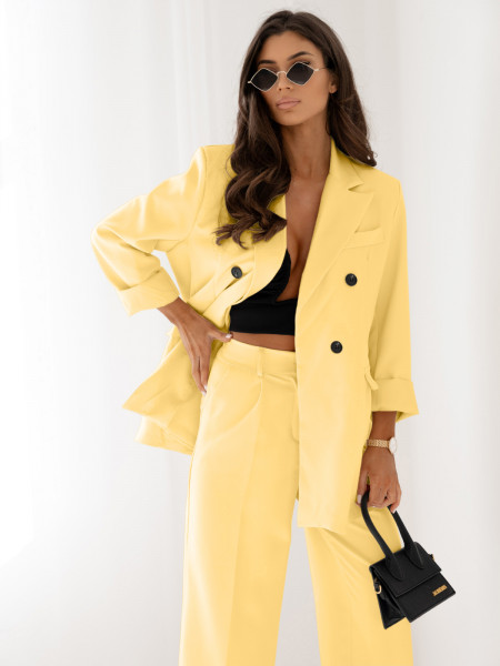 Stylowy garnitur marynarka i spodnie ULLA - cytrynowy 2