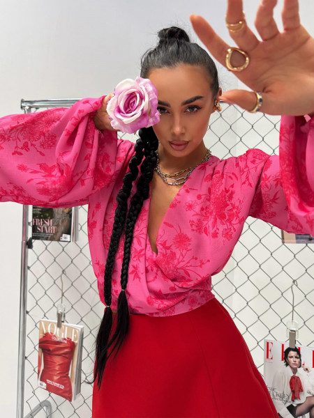 Wiskozowa przekładana bluzka w print ADERIA - wzór 1