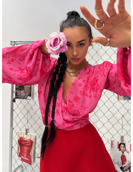 Wiskozowa przekładana bluzka w print ADERIA - wzór 1