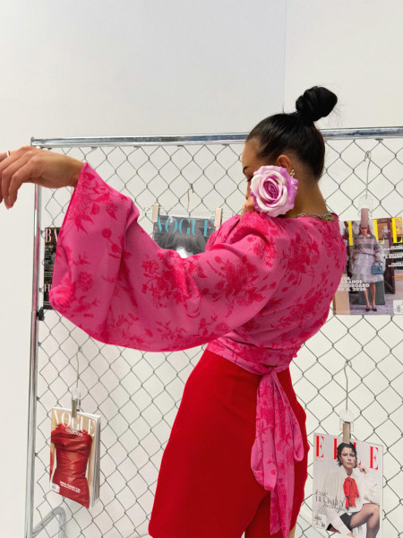 Wiskozowa przekładana bluzka w print ADERIA - wzór 1 2