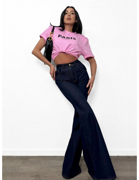 Jeansowe spodnie dzwony LESTER - granatowe