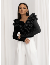 Wiskozowa bluzka z falbanami ORNELLA - czarna