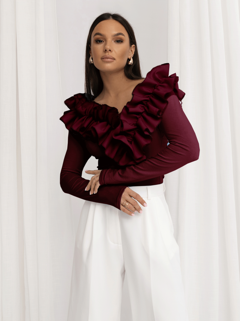 Wiskozowa bluzka z falbanami ORNELLA...