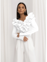 Wiskozowa bluzka z falbanami ORNELLA - biała