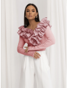 Wiskozowa bluzka z falbanami ORNELLA - brudny róż