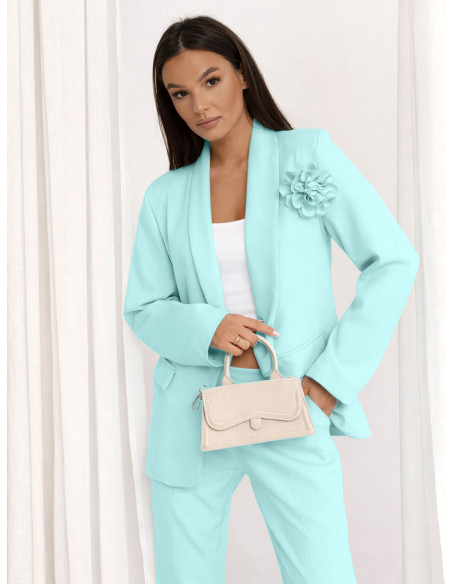Modny garnitur marynarka ze spodniami TRIXIE - miętowy