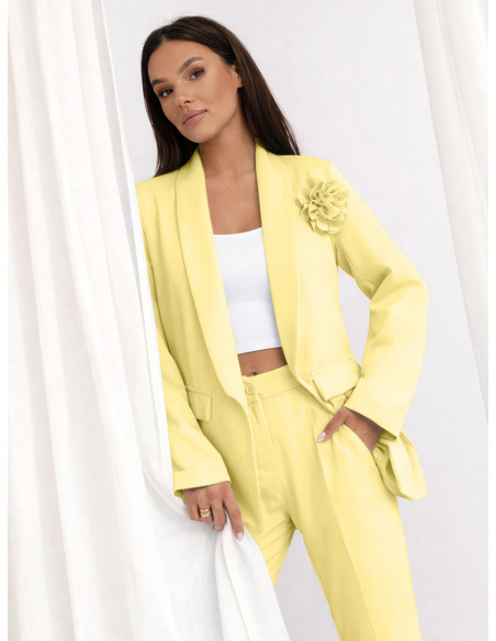 Modny garnitur marynarka ze spodniami TRIXIE - cytrynowy