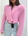 Elegancka krótka marynarka oversize KAMALU - pudrowy róż