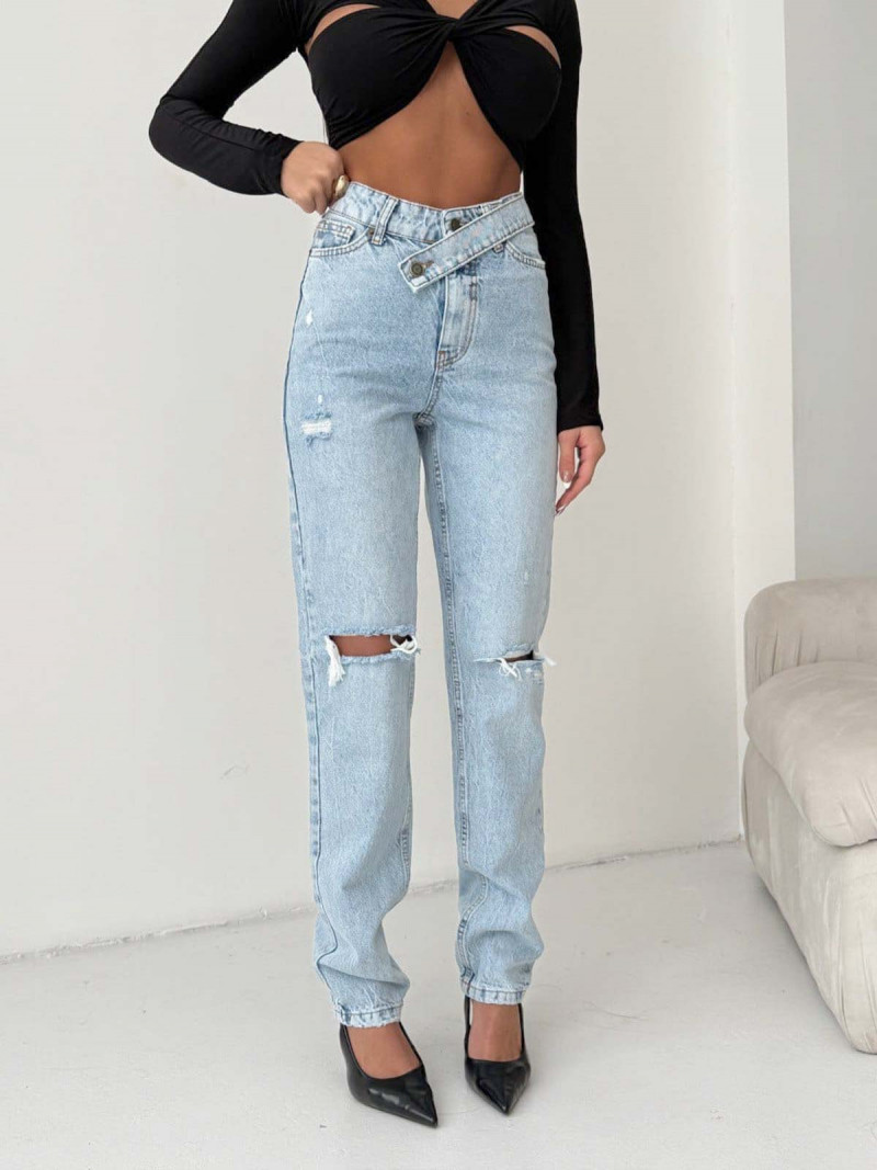 Proste spodnie jeansy z dziurami GAURI - jasny jeans