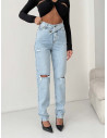Proste spodnie jeansy z dziurami GAURI - jasny jeans