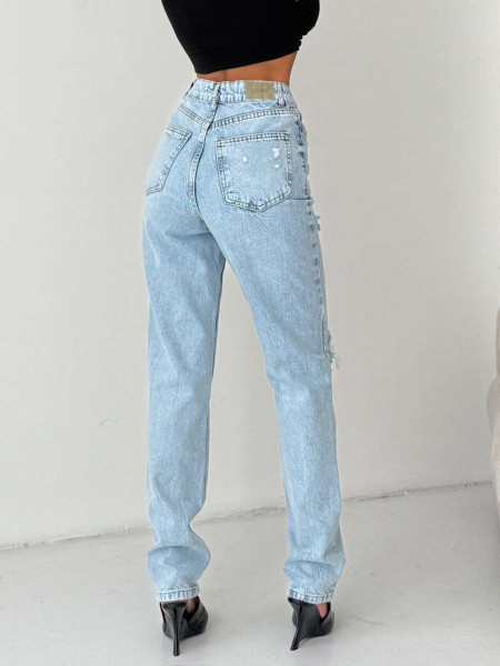 Proste spodnie jeansy z dziurami GAURI - jasny jeans 2