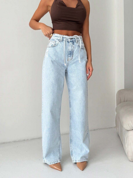 Spodnie jeansy z szerokimi nogawkami LENART - jasny jeans 2