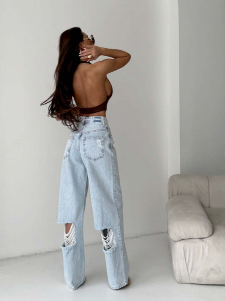 Spodnie jeansy z szerokimi nogawkami LENART - jasny jeans