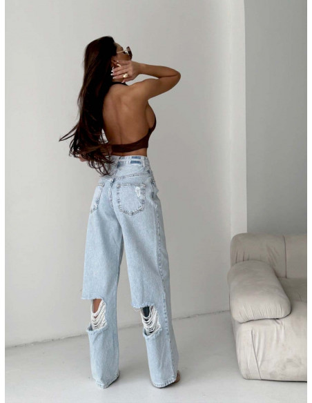 Spodnie jeansy z szerokimi nogawkami LENART - jasny jeans