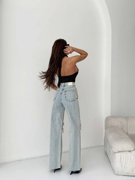 Proste spodnie jeansy z dziurami TRASSI - jeans 2