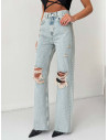 Proste spodnie jeansy z dziurami TRASSI - jeans