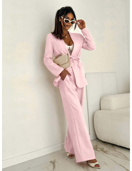 Bawełniany garnitur z szerokimi spodniami IRETI - pudrowy róż