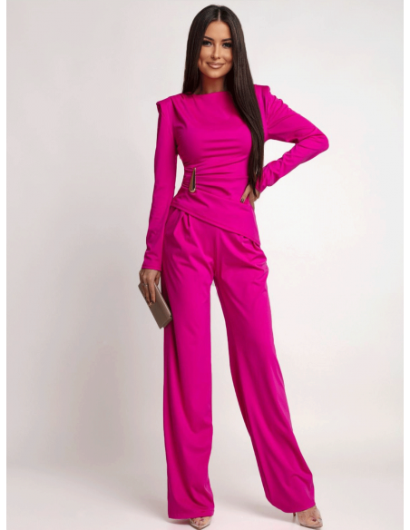 Kobiecy komplet z szerokimi spodniami ITANJA - fuksjowy