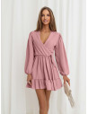 Rozkloszowana sukienka z falbanką - KALIFORNIA - brudny róż