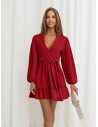 Rozkloszowana sukienka z falbanką - KALIFORNIA - czerwona