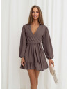 Rozkloszowana sukienka z falbanką - KALIFORNIA - mocha mousse