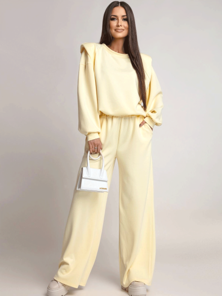 Komplet dresowy z szerokimi spodniami KIANO - cytrynowy 2