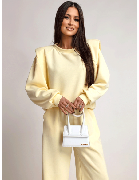 Komplet dresowy z szerokimi spodniami KIANO - cytrynowy