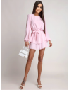Krótki kombinezon z odkrytymi plecami LUNITA - pudrowy róż
