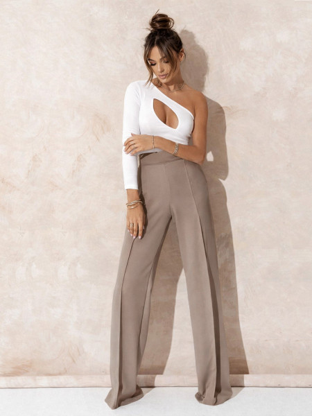 Body na jedno ramię z wycięciem ANVIS - białe 2