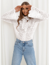 Koronkowa bluzka z ozdobnym wiązaniem MISTY - biała
