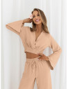 Komplet crop top z szerokimi spodniami SERRINA - beżowy