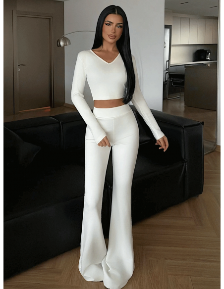 Komplet 2w1 krótki top i spodnie BOSTON - biały