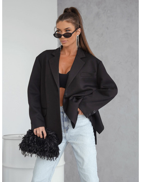 Bawełniana marynarka oversize LUMIA - czarna