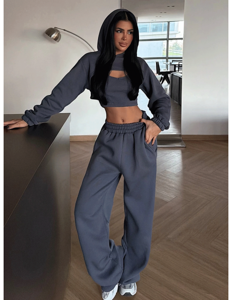 Stylowy komplet dresowy 3w1 LULA - grafitowy