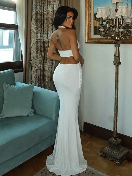 Maxi sukienka z efektownymi wycięciami MAMTA - biała 2