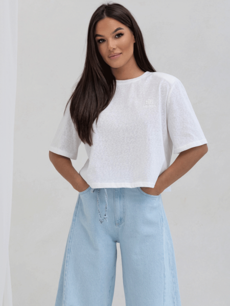 Bawełniana bluzka t-shirt oversize NOE - biała