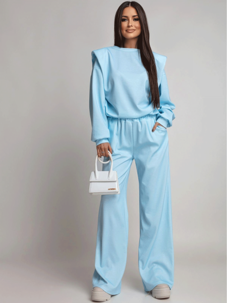 Komplet dresowy z szerokimi spodniami KIANO - błękitny