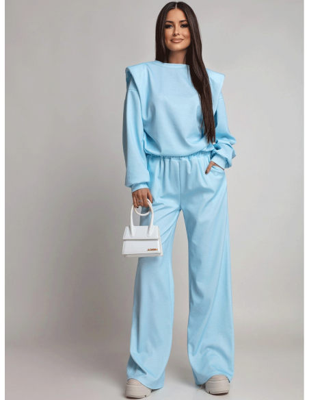 Komplet dresowy z szerokimi spodniami KIANO - błękitny