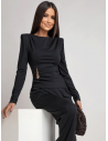 Kobiecy komplet z szerokimi spodniami ITANJA - czarny