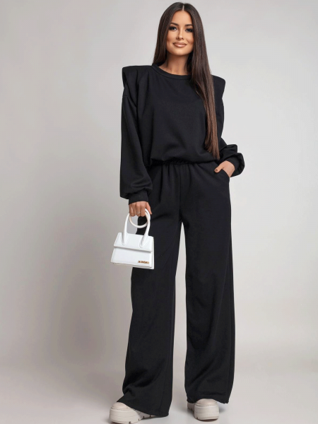 Komplet dresowy z szerokimi spodniami KIANO - czarny 2
