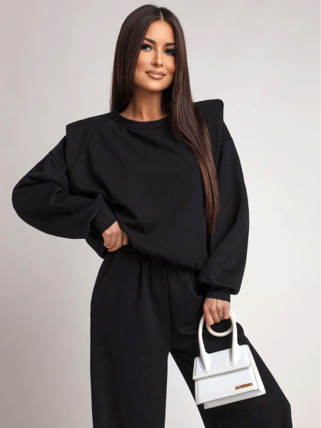 Komplet dresowy z szerokimi spodniami KIANO - czarny