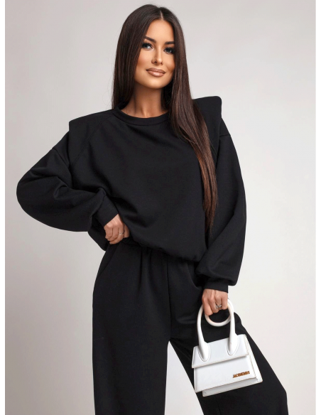 Komplet dresowy z szerokimi spodniami KIANO - czarny