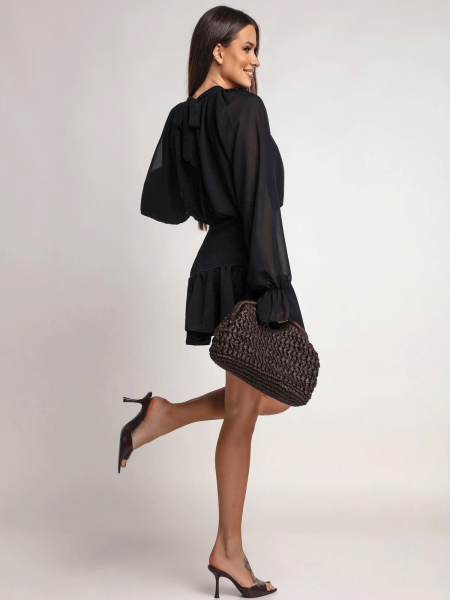 Stylowa sukienki mini z falbaną REENIE - czarna 2